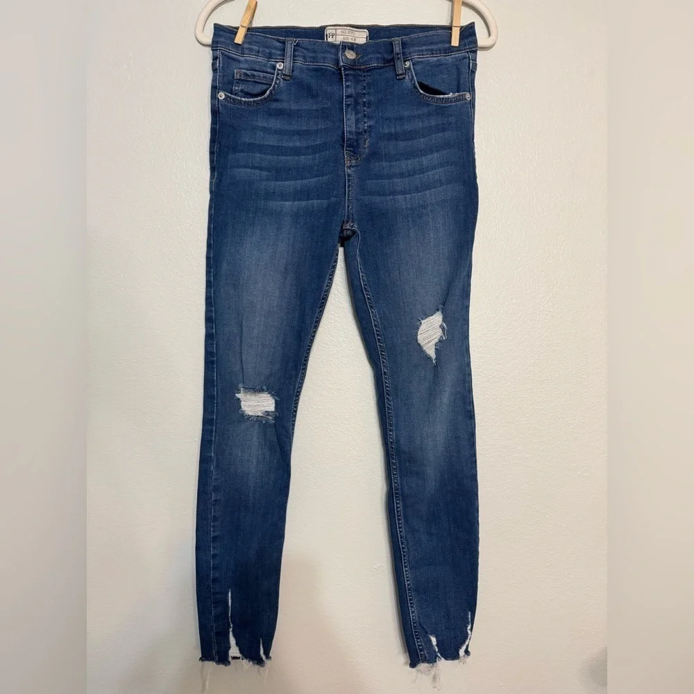 Free People Shark Bite Distressed Ankle Skinny Jeans
